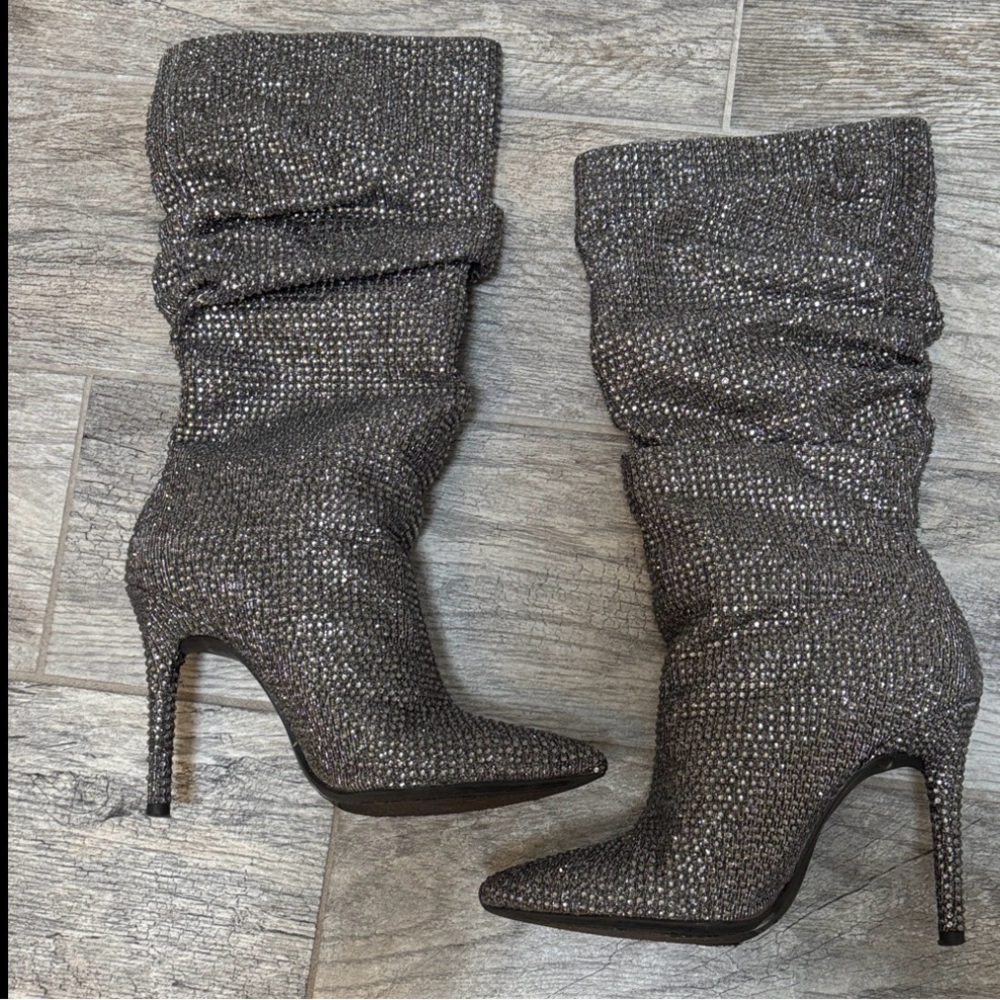 Jessica Simpson Over-the-Knee Glitter Boots - Pewter Multi